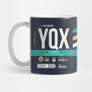 Gander (YQX) Airport Code Baggage Tag Mug